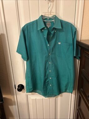Cinch Men's Teal Button-Down Short Sleeve Shirt